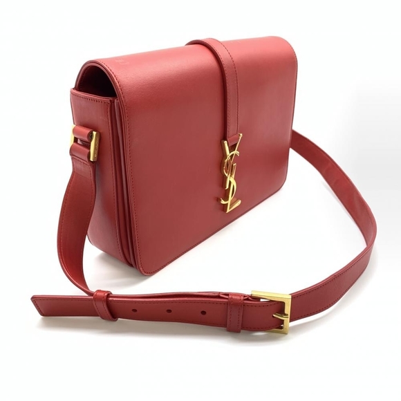 Saint Laurent Universite Crossbody YSL Leather Red Bag Calf Shoulder - Picture 1 of 9